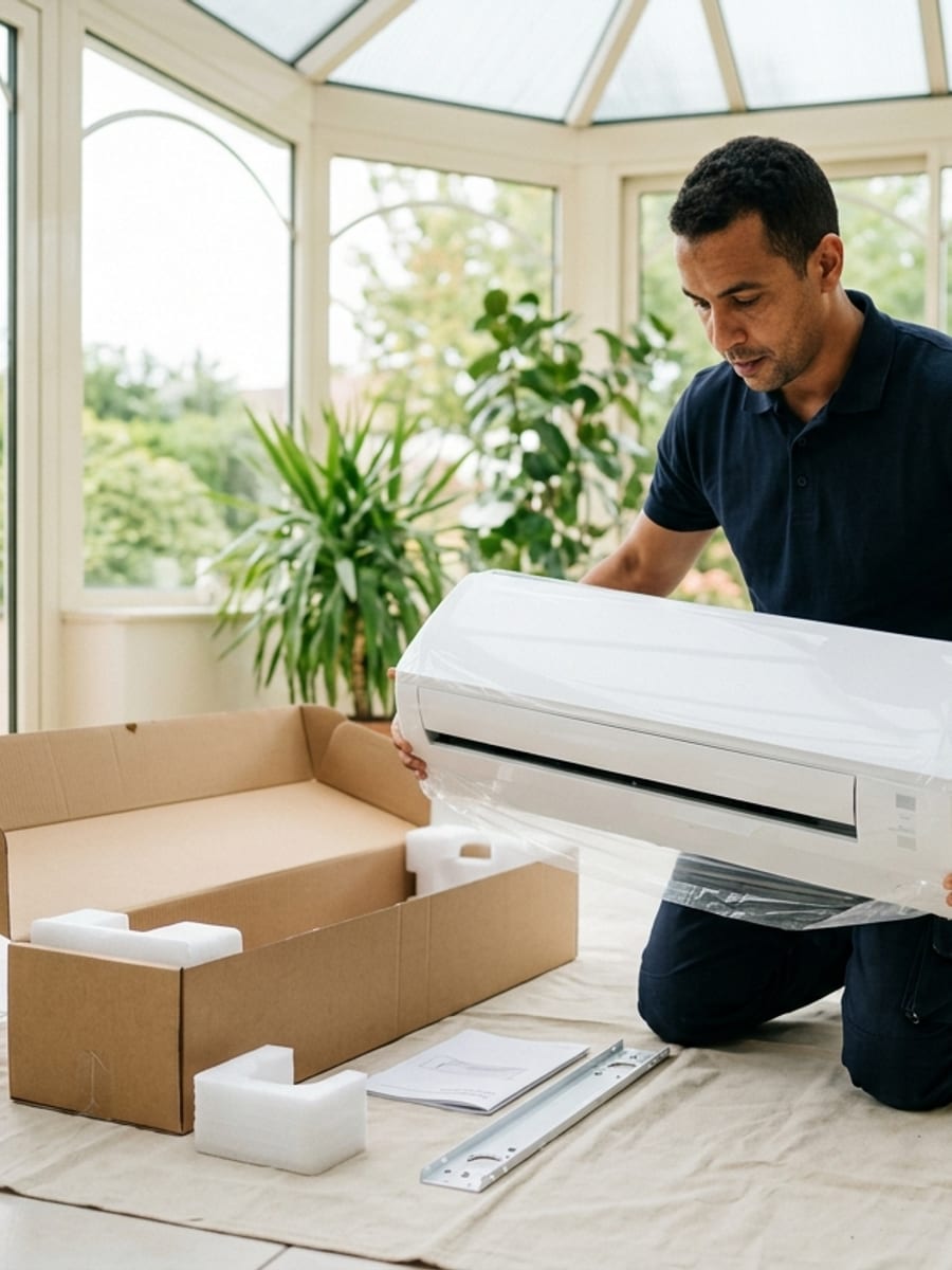 Installation d'une climatisation réversible par un technicien